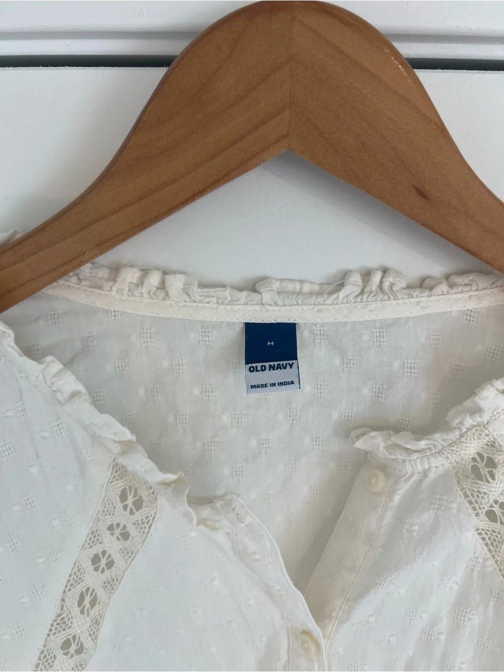 Women's Cream Eyelet Button-Front Blouse
